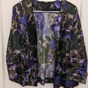 Christopher & Banks Purple & Black Jacket Blazer Shirred Cuffs Large